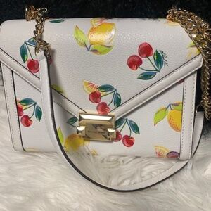 White print cross body bag